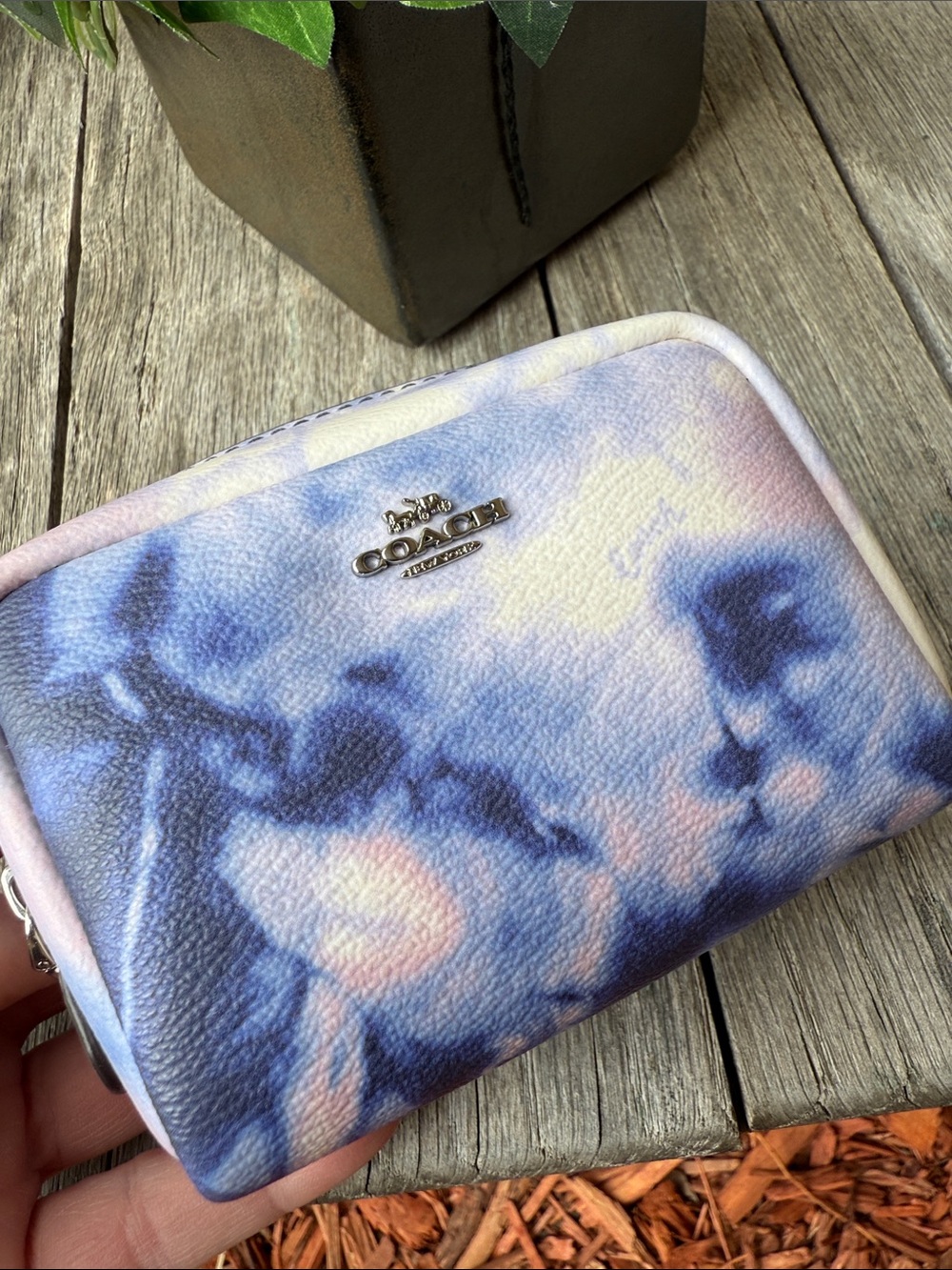 COACH Pastel Blue and Pink Tie-Dye Cosmetic Pouch - Picture 6 of 12